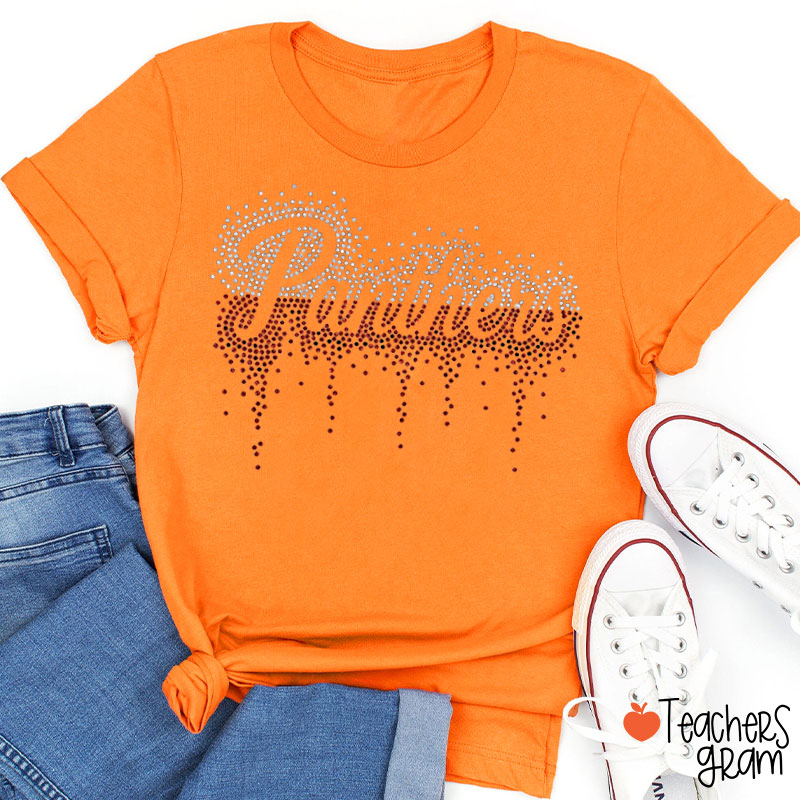 Personalized Name Gradient Faux Sparkling Drip Sparkle Bling Teacher T-Shirt