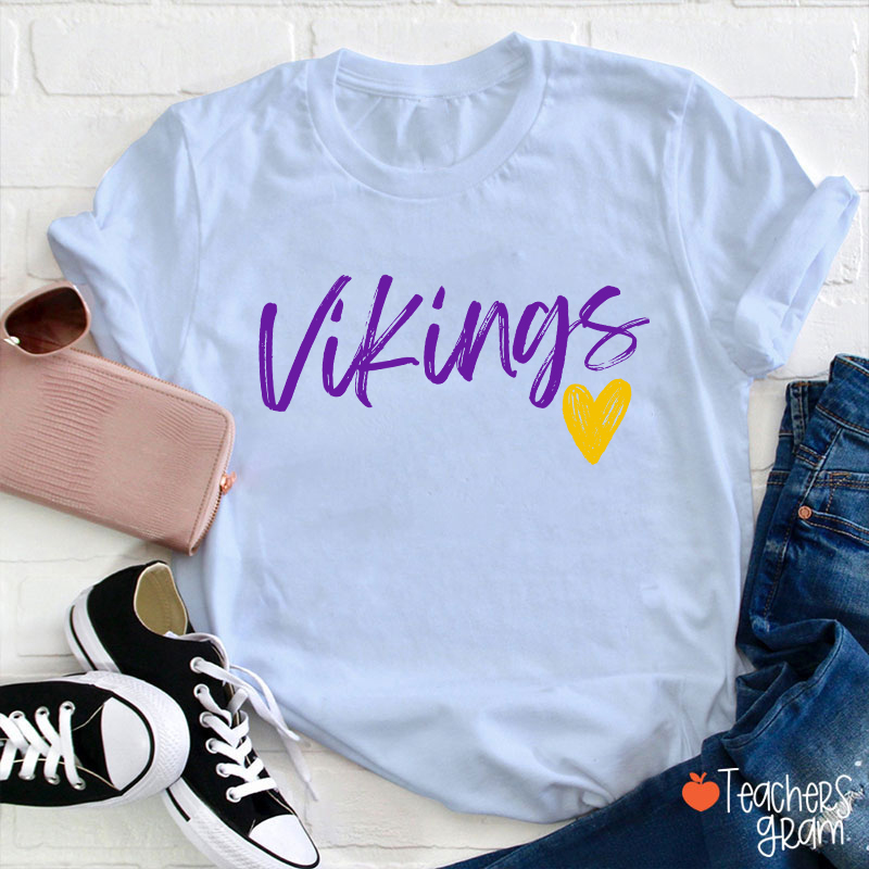 Personalized Mascot Sport Handwritten Heart Teacher T‑Shirt