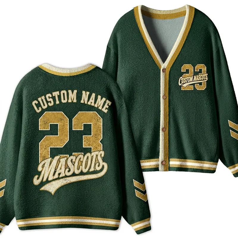 Personalized Mascot Retro Sport Team Name Number Teacher Ugly Cardigan Sweaters