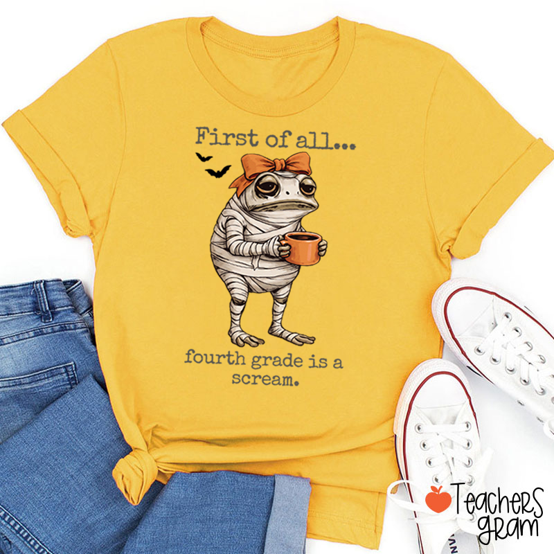 Personalized Grade Funny Frog Monster Character Bat Teacher T‑Shirt