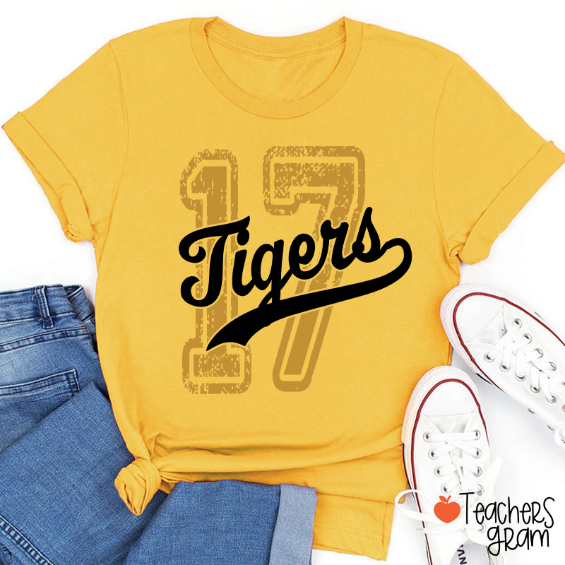Personalized Mascot Vintage Number Graphic Sports Teacher T‑Shirt