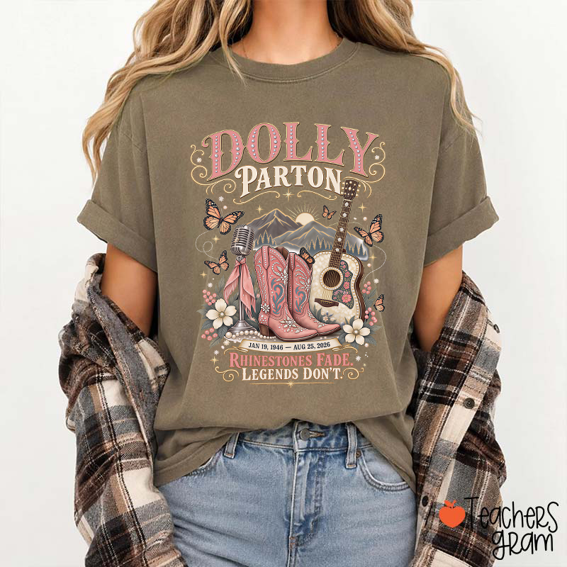 Dolly Parton Western Cowboy Boots Floral Teacher T‑Shirt