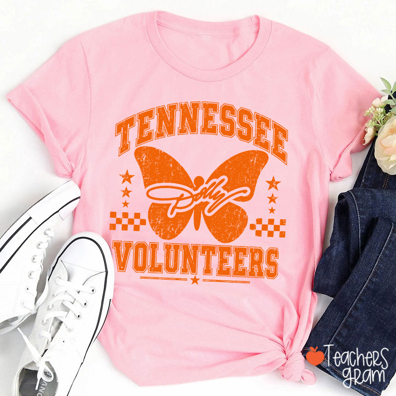Tennessee Volunteers Dolly Distressed Butterfly Teacher T-Shirt