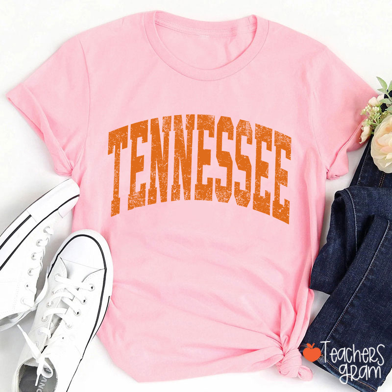 Vintage Distressed Tennessee Bold Arch Letter Teacher T-Shirt