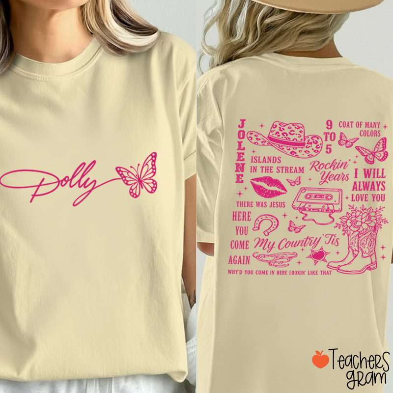 Butterfly Classic Song List Teacher Two Sided T‑Shirt