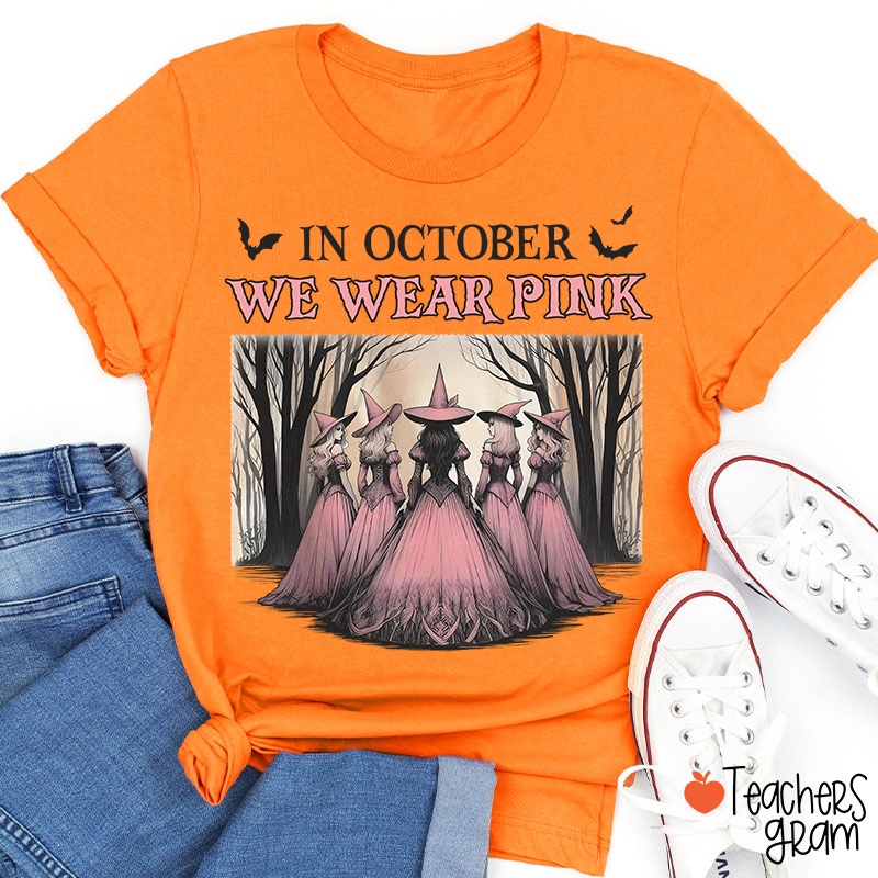 October Pink Witches Teacher T-Shirt