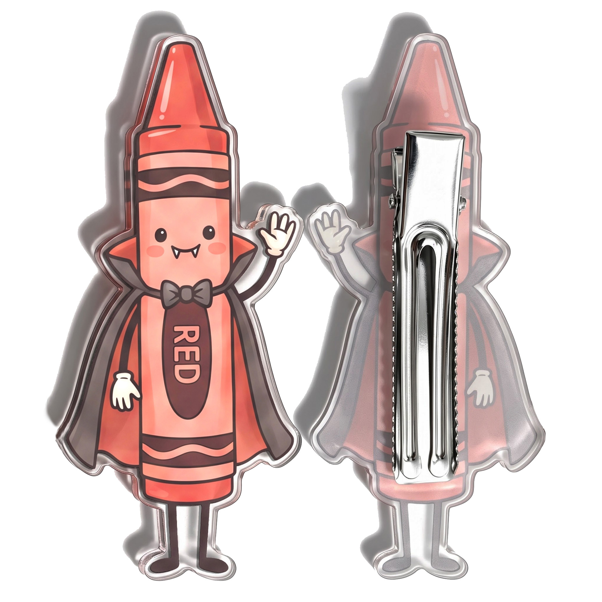 Kawaii Red Vampire Crayon Acrylic Duckbill Hair Clips