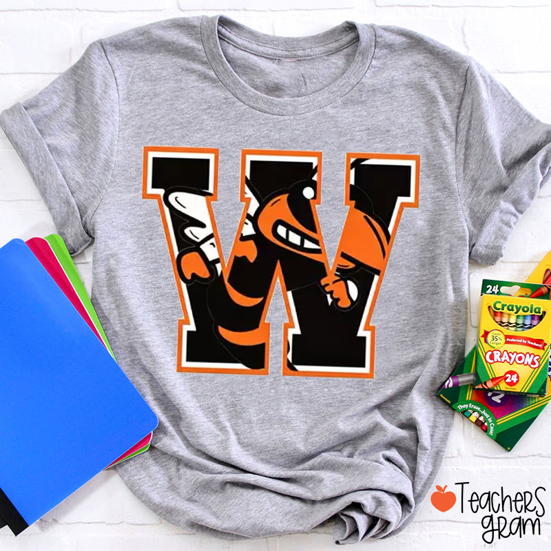 Personalized Team Initial Mascot Vintage School Spirit Graphic Teacher T-Shirt