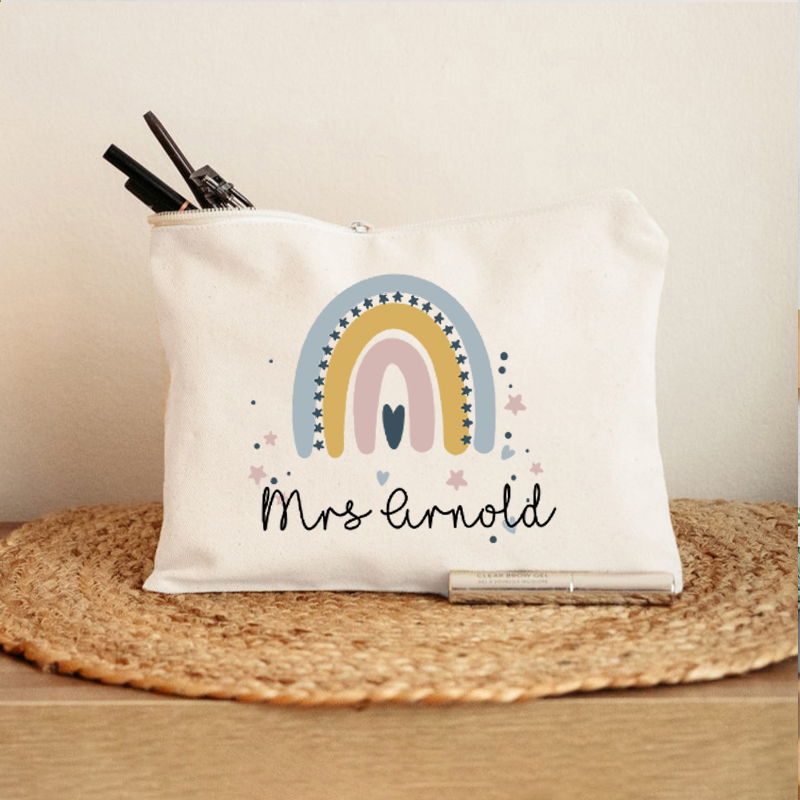 Personalized Rainbow Star Teacher Makeup Bag