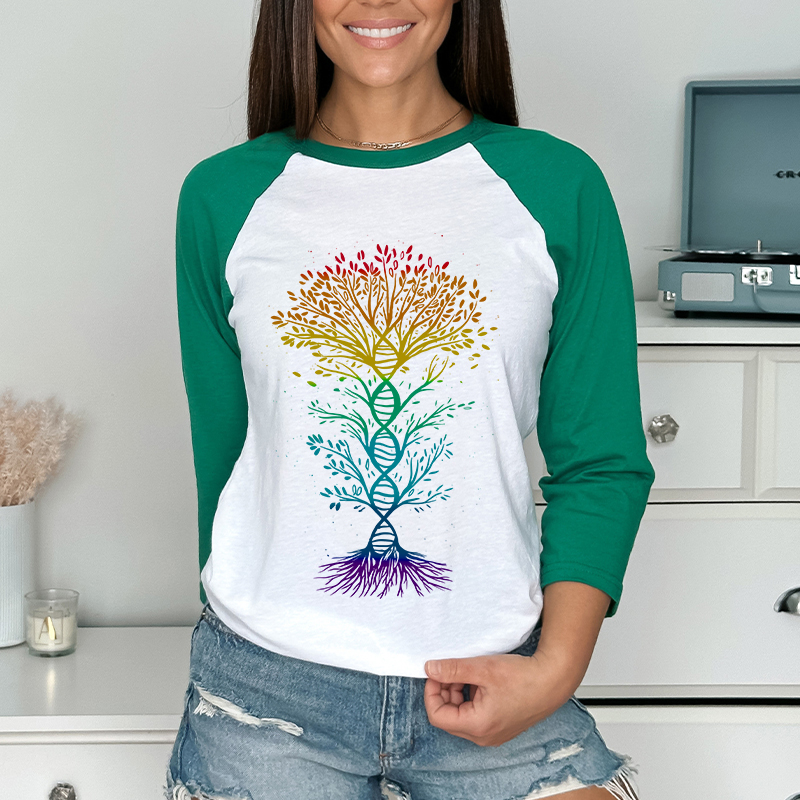 DNA Tree Of Life Teacher Raglan Long Sleeve T-Shirt