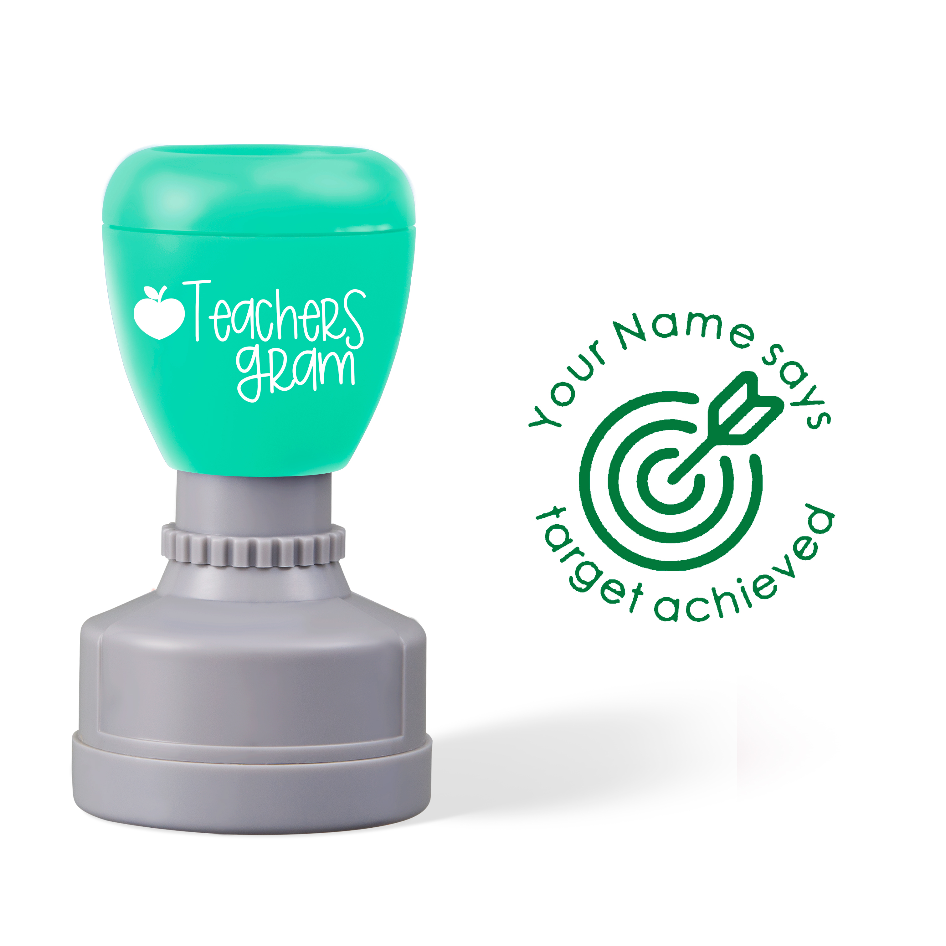 Personalized Name Says Target Achieved Teacher Stamp