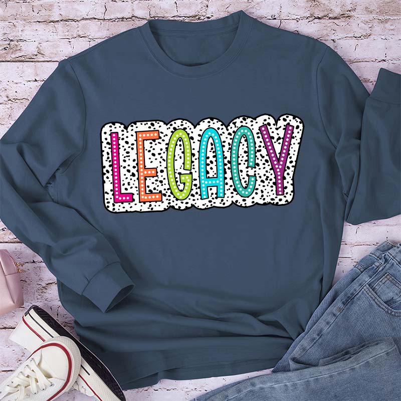 Personalized Mascot Polka Dot Game Day Teacher Long Sleeve T-Shirt