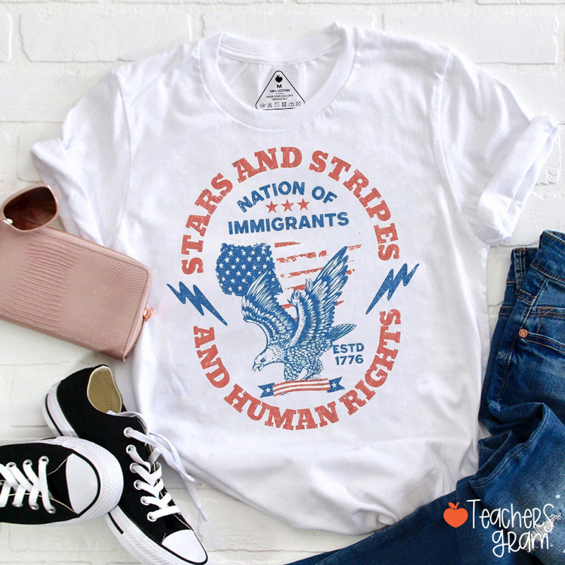 Stars Stripes And Human Rights Teacher T-Shirt