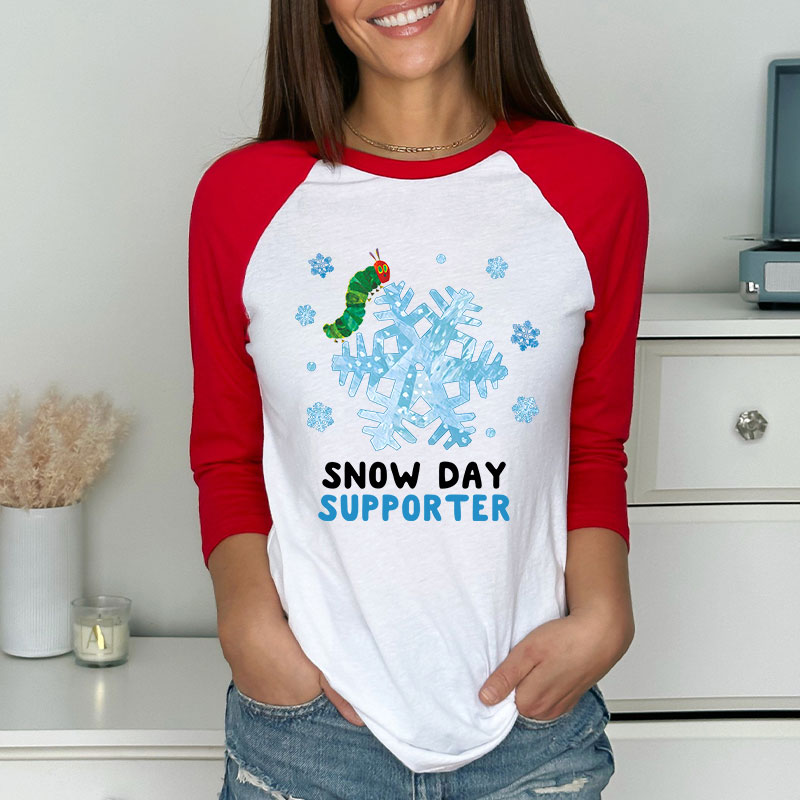 Snow Day Supporter Teacher Raglan Long Sleeve T-Shirt