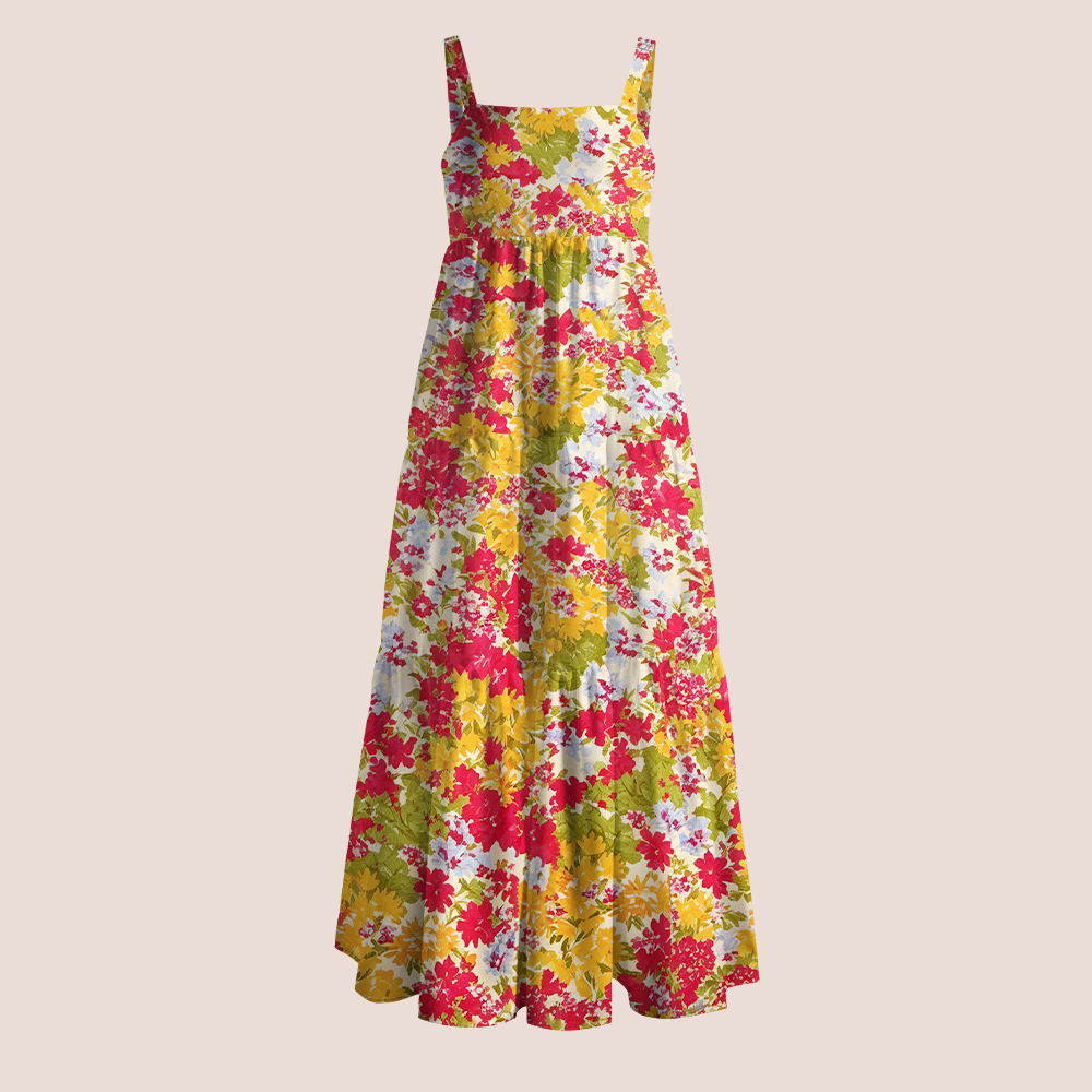Bright Summer Garden Teacher Slip Dress