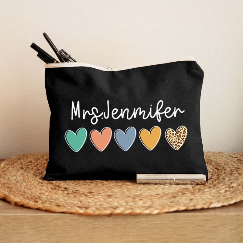 Personalized Colorful Love Teacher Makeup Bag