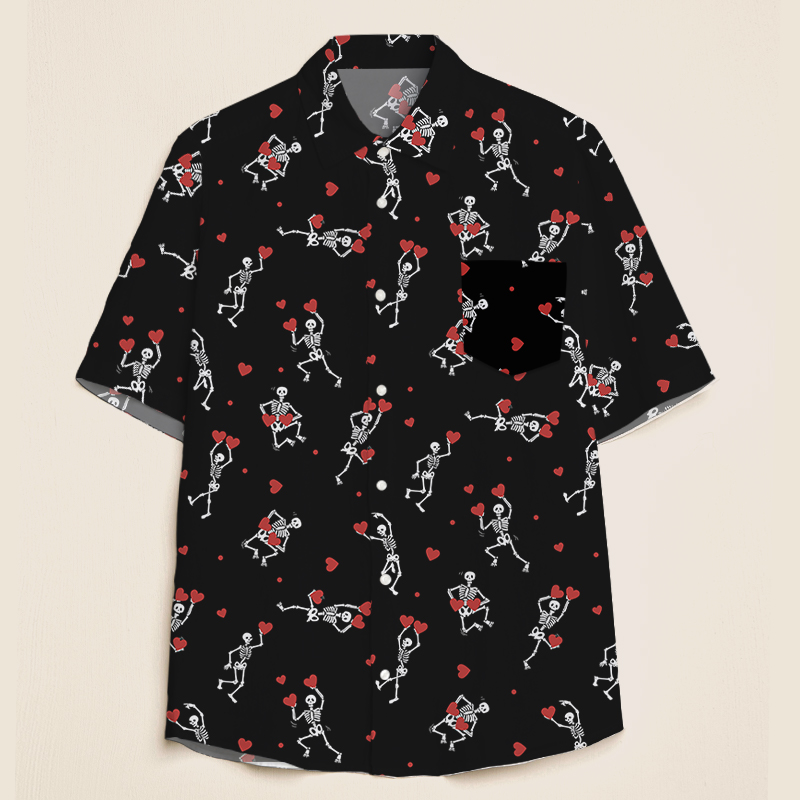 Skull Heart Valentines Teacher Short Sleeve Shirt