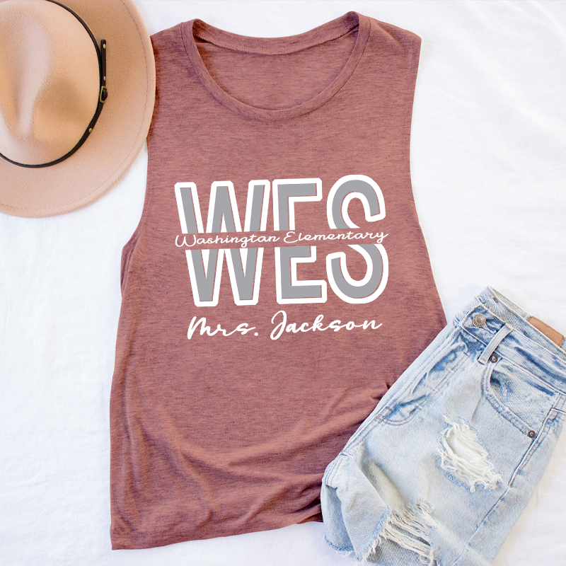 Personalized School Name Abbreviation School Color Teacher Tank Top