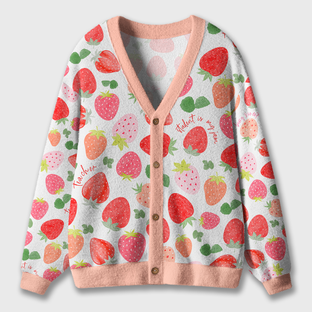 Strawberry Teacher Ugly Cardigan Sweaters