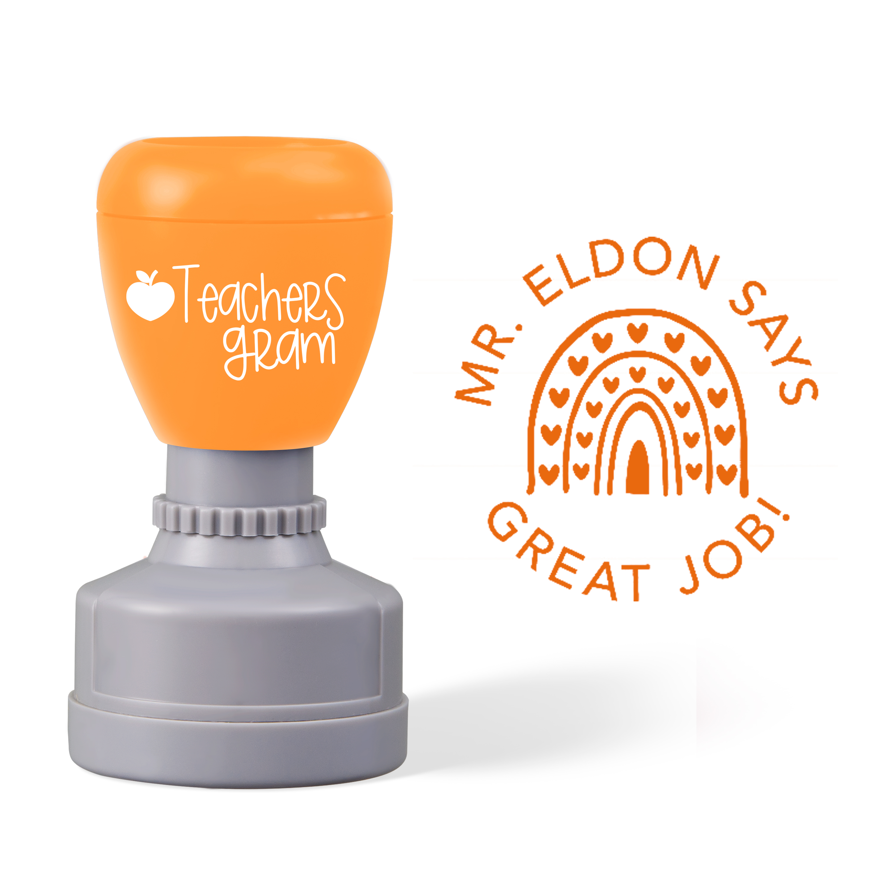 Personalized Name Great Job Love Rainbow Teacher Stamp