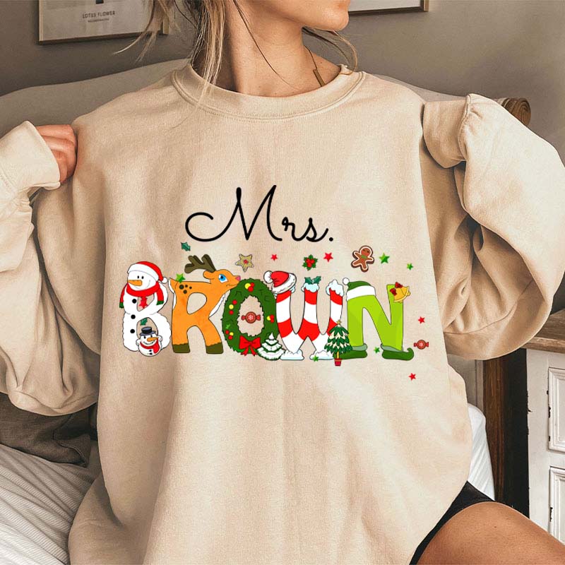 Personalized Christmas Style Teacher Sweatshirt