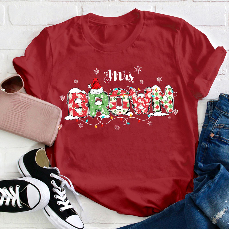 Personalized Name Ho Ho Ho Teacher T-Shirt
