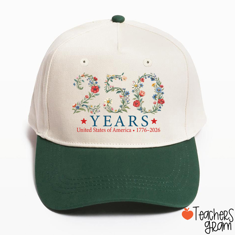 USA 250th Anniversary Floral Teacher Baseball Cap