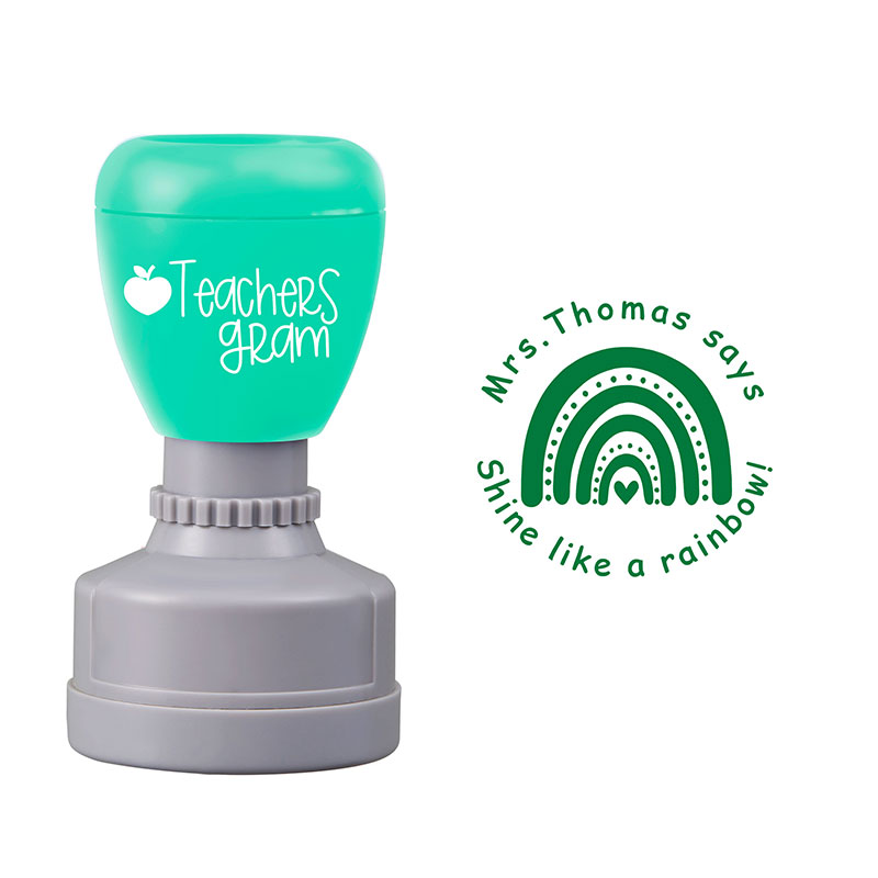 Personalized Shine Like A Rainbow Teacher Stamp