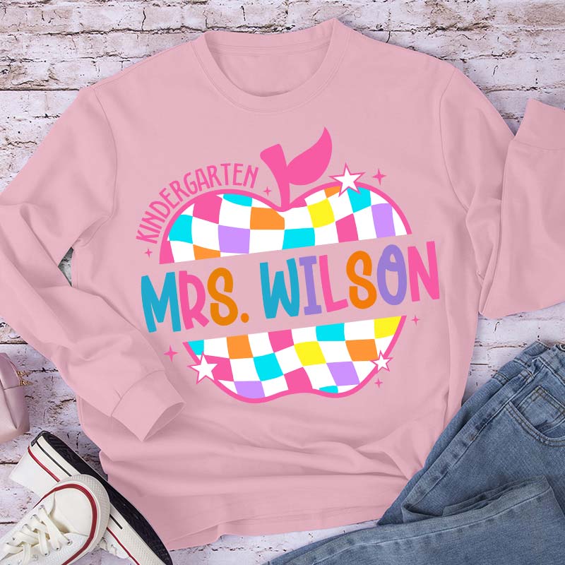 Personalized Pencil Name Teacher Long Sleeve T-Shirt