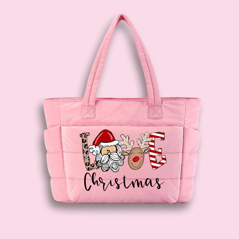 Love Christmas Teacher Puffy Tote Bag