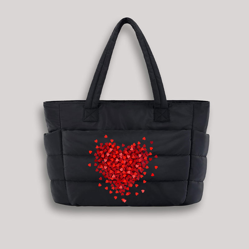 Let Love Fill Your Heart Teacher Puffy Tote Bag