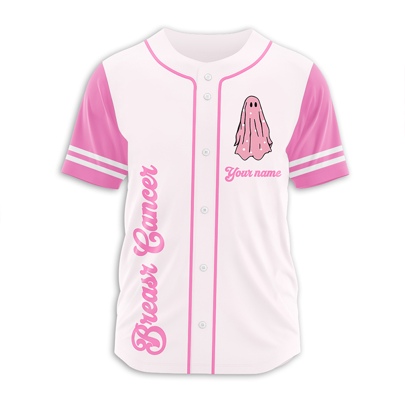Personalized Name In October We Wear Pink Teacher Baseball Jersey