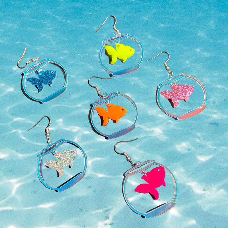 Goldfish Bowl Teacher Acrylic Earrings