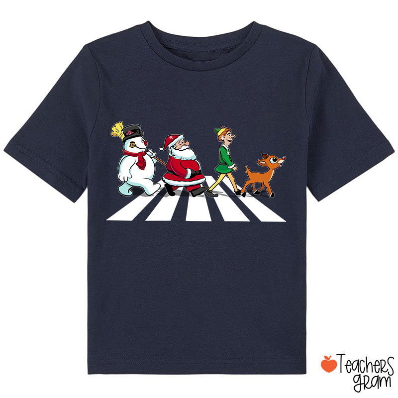 Santa Claus And His Friends Crossing The Road Class T-Shirt