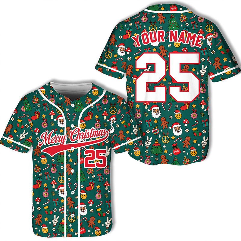 Personalized Name And Number Christmas Vibes Teacher Baseball Jersey