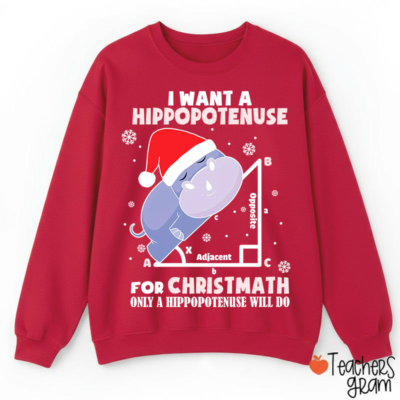 I Want A Hippopotenuse For Christmas Teacher Sweatshirt