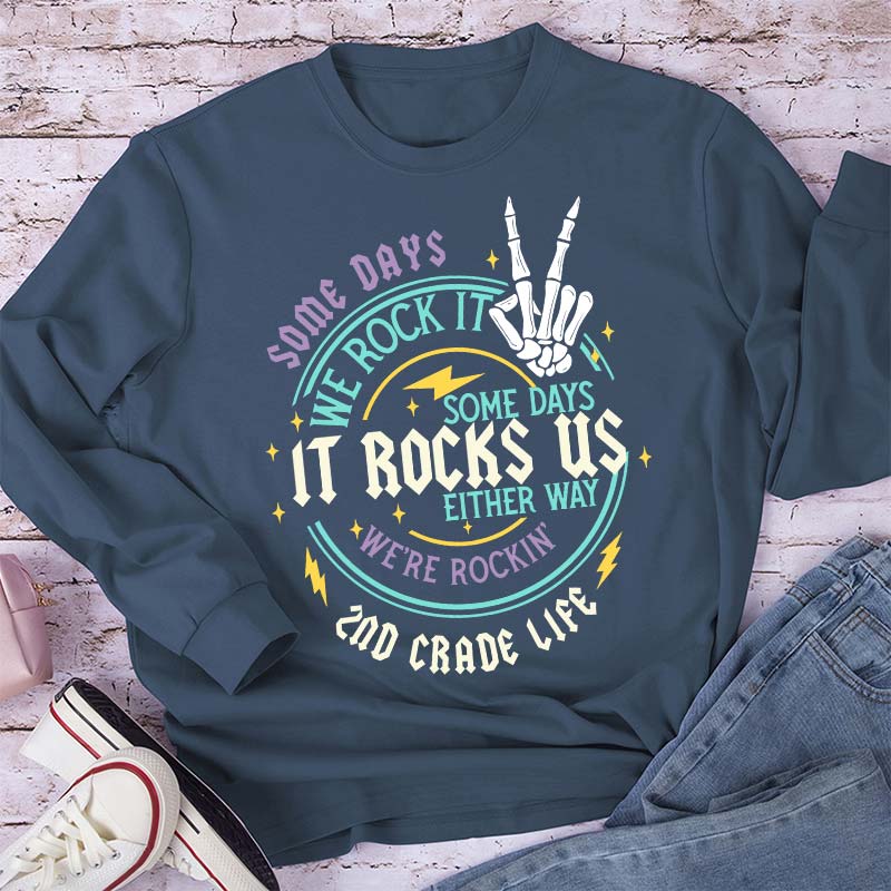Personalized Grade Rock This School Teacher Long Sleeve T-Shirt