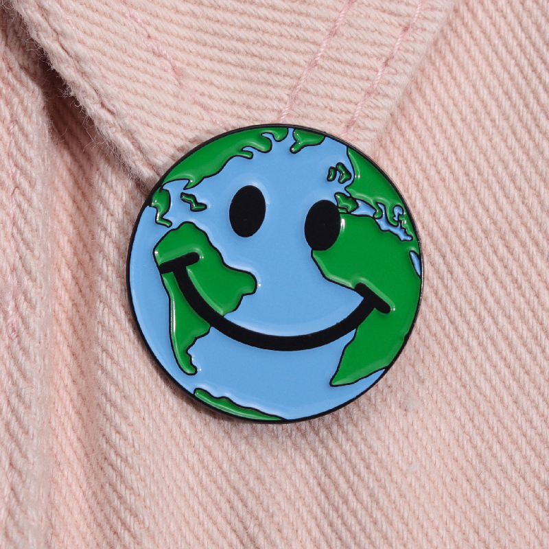 Protect The Earth Smiley Face Teacher Pin