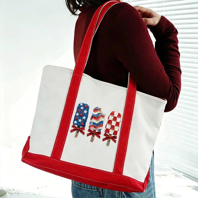 Patriotic Popsicle Teacher Canvas Tote Bag