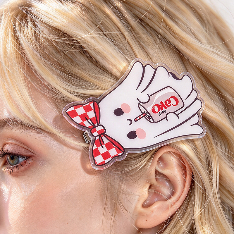 Cute Ghost With A Bow Drinking Soda Duckbill Hair Clips