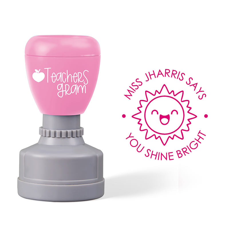 Personalized Name Miss Jharris Says You Shine Bright Teacher Stamp