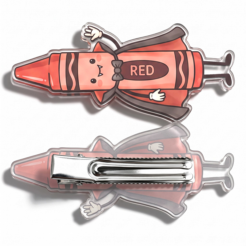 Kawaii Red Vampire Crayon Acrylic Duckbill Hair Clips