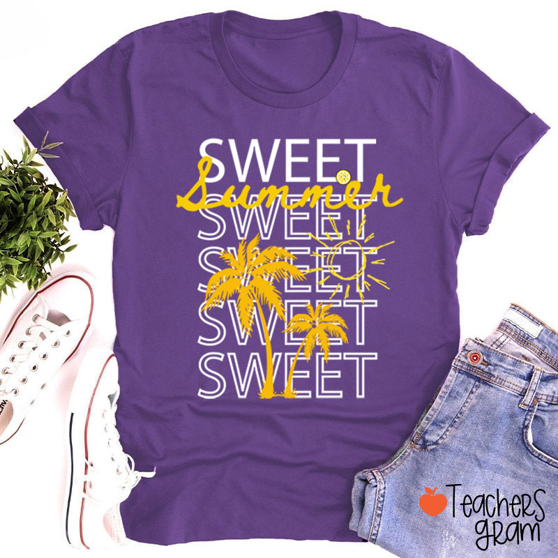 Sweet Summer Coconut Tree And Sunshine Teacher T-Shirt