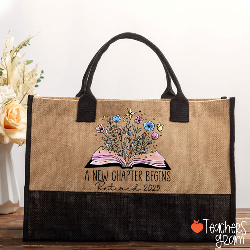 Personalized A New Chapter Begins Retired Teacher Cotton Tote Bag