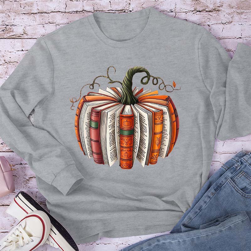 Pumpkin Book Teacher Long Sleeve T-Shirt