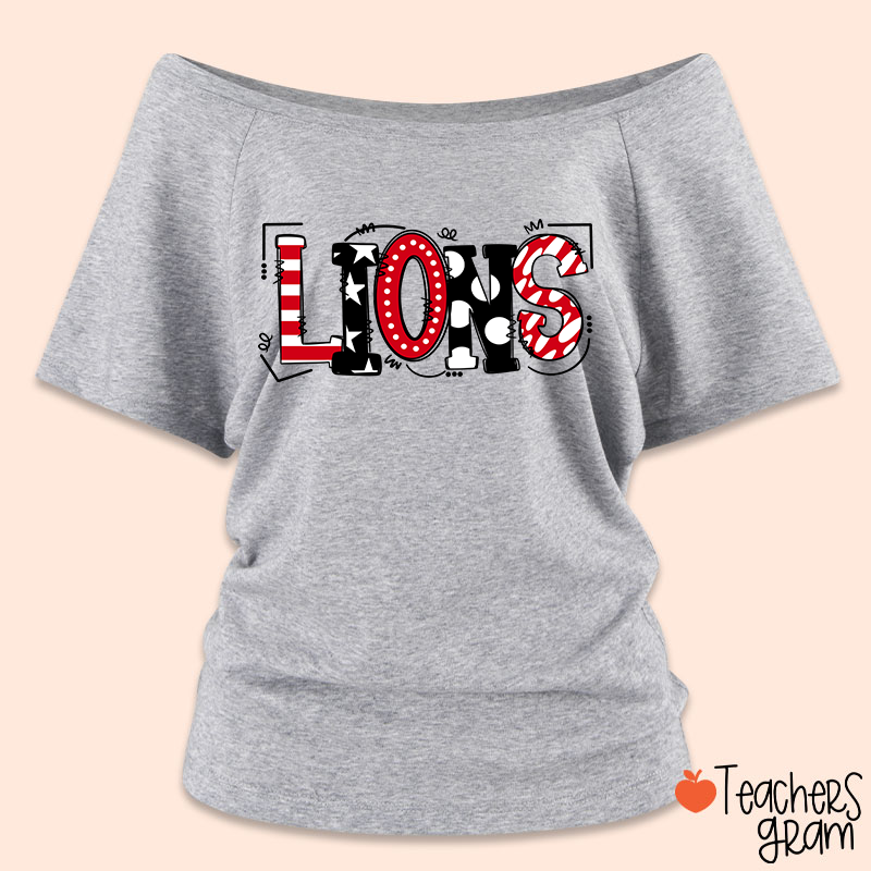 Personalized Mascot Cute Fonts Game Day Teacher Off Shoulder Shirt