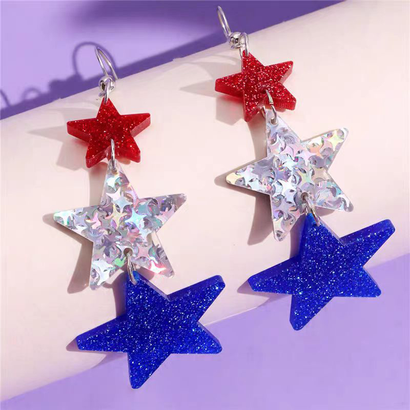 Red White And Blue Independence Day Teacher Acrylic Earrings