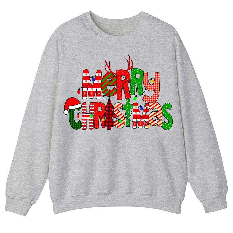 Merry Christmas With Rich Pattern Teacher Sweatshirt