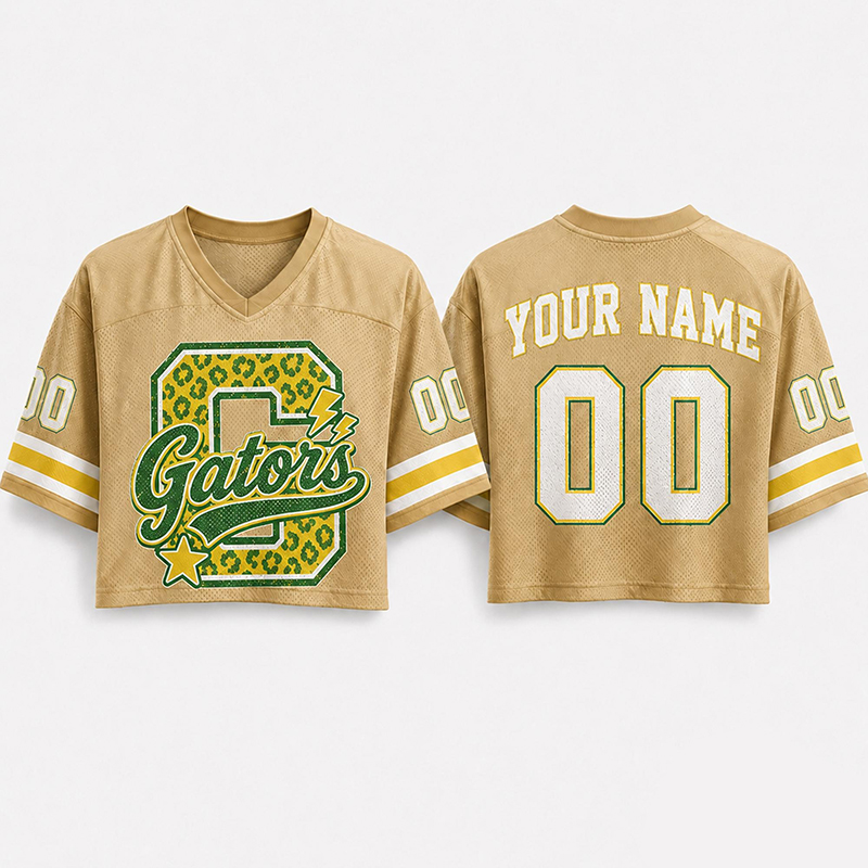 Personalized Mascot Leopard Varsity Letter Teacher Crop Jersey