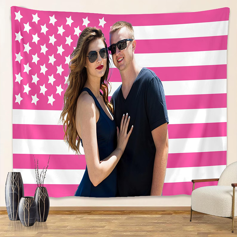 Personalized Image American Flag Teacher Classroom Tapestry
